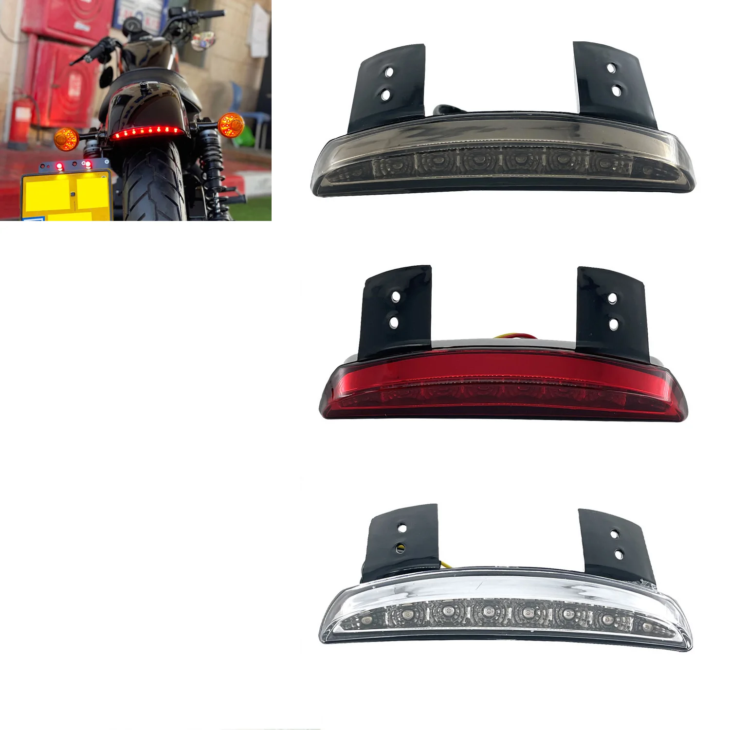 Motorcycle Rear Chopped Fender Edge Red LED Brake Tail Light Turn Signal W/ 5 Wires For Harley Sportster XL 883 1200 Cafe Racer