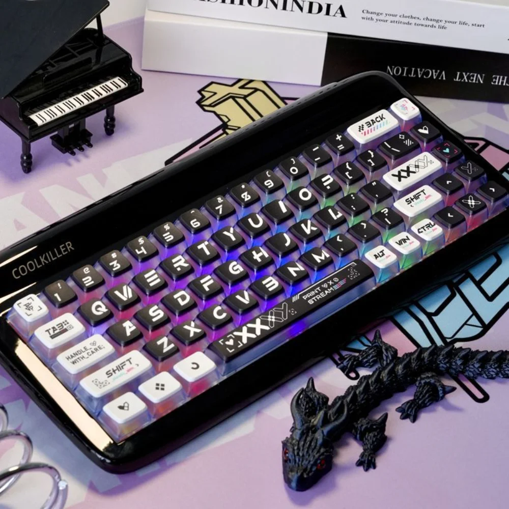 

121 Key Quad Transparent Pudding Keyboard Cap with Printed OEM Profile Adapts To Cherry MX 61 68 104 Mechanical Keyboards