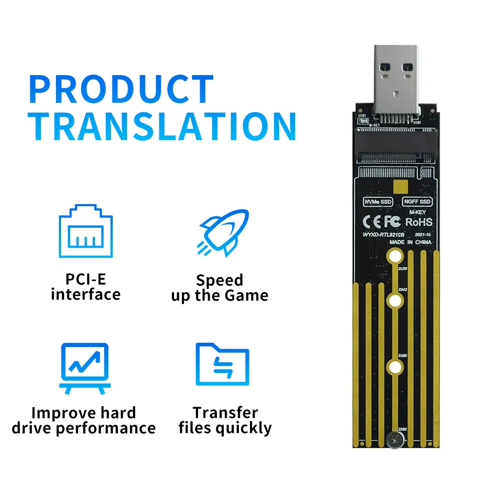 Dual Protocol M2 SSD Board M.2 to USB Adapter M.2 NVME PCIe NGFF SATA M2 Card for 2230 2242 2260 2280 NVME/SATA M.2 SSD Adadpter