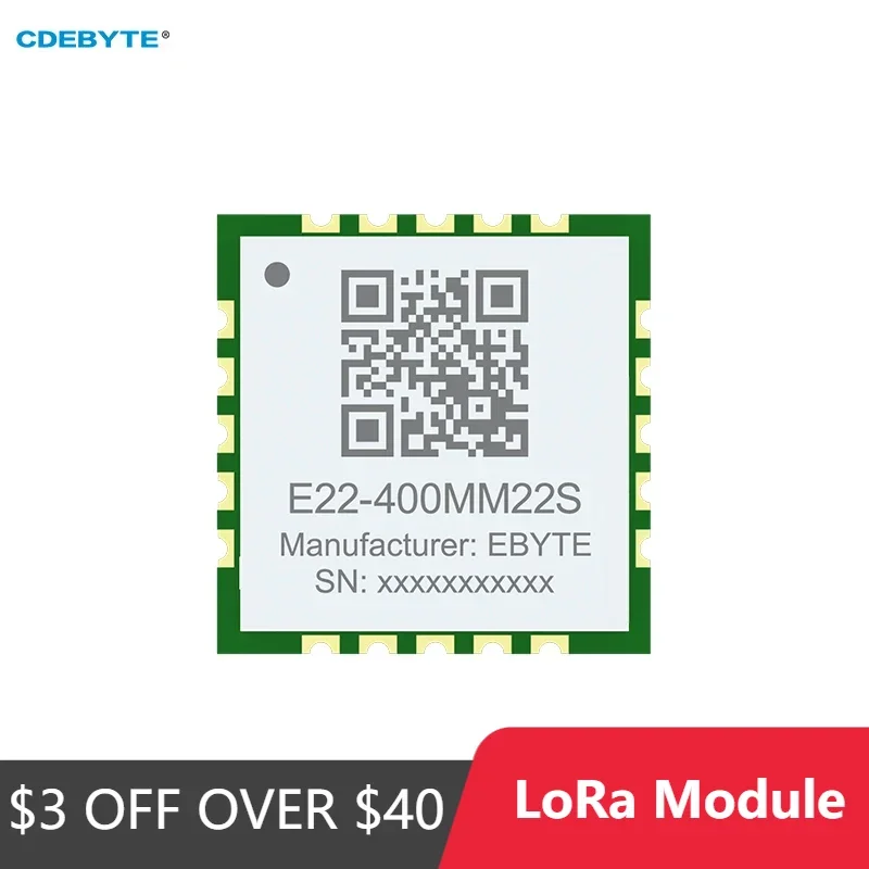 

SX1268 Модуль LoRa 433 МГц CDEBYTE E22-400MM22S Сверхмалый размер IPEX/отверстие для штампа 21,5 дБм 7 км Модуль радиочастотного приемопередатчика SMD