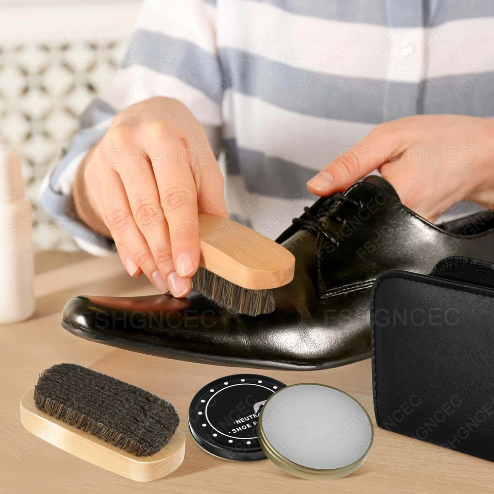 Professional Leather Shoe Care Kit with Shoe Horn Cream Polish Brush Cleaning Set for Boots Sneakers Polishing Tools for Shoes