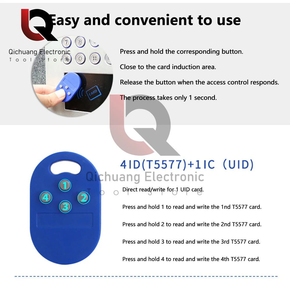 5 in1 RFID Multiple Key Fob 125khz 13.56Mhz T5577 EM ID Writable IC 1k S50 UID Changeable Access Control Induction Card Keychain