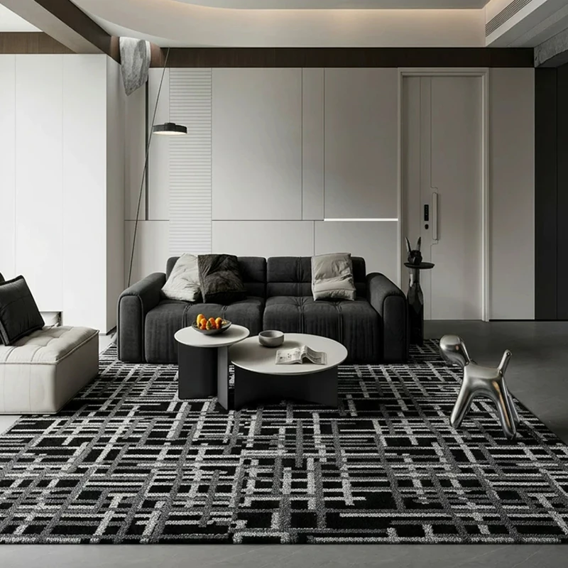 Black Minimalist Carpet Living Room Simple Geometry Modern Room Floor Rug for Bedroom Study Room Home Carpet Rug Decoration