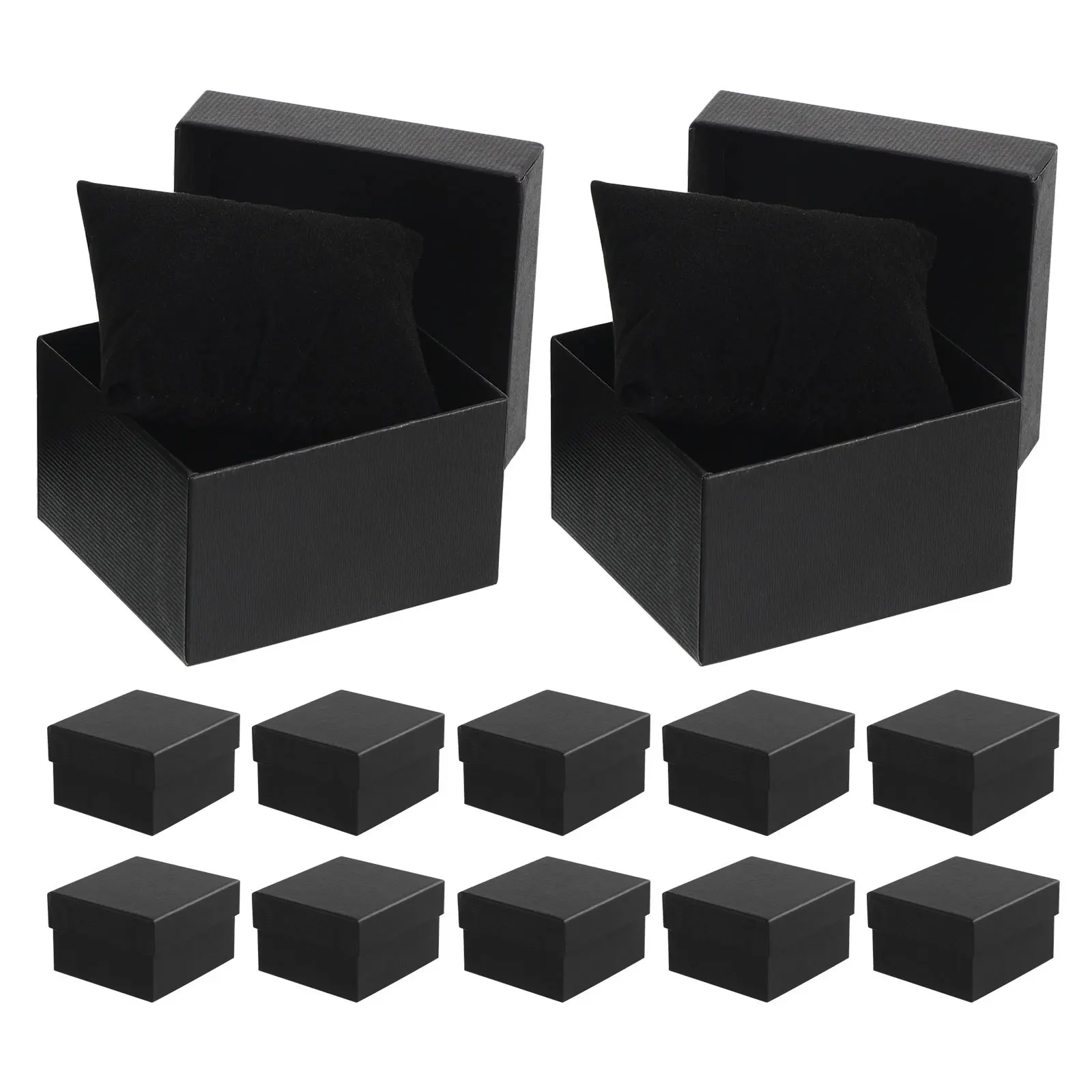 

12Pcs Jewelry Storage Box for Men Women Classic Single Watch Holder Soft Lining Travel Accessory Organizer Black