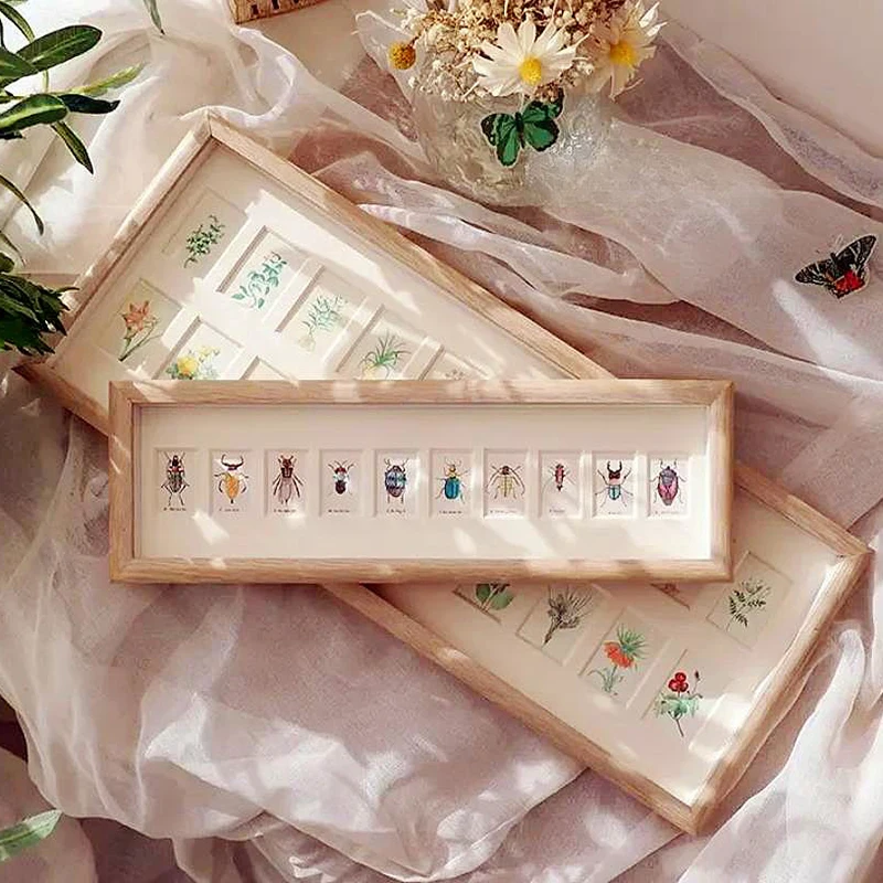 Plant Handicraft 10 Cell Picture Pendulum Table Shell Handmade Diy Three-Dimensional Wooden Cardstock Picture Frame Decoration