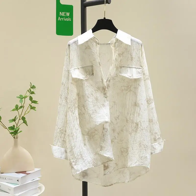 春と秋の新タイダイオールマッチ日焼け止めシャツ女性の夏の日焼け止め服軽量カーディガンコートトップ