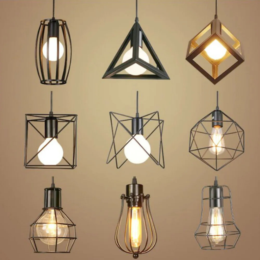 

Industrial Retro Pendant Light Geometric Metal Hanging Lamp for Cafe Bar Restaurant Clothing Store Vintage Ceiling Lighting