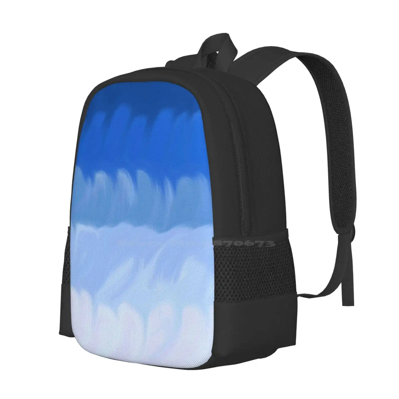 Blended Blue Ombré Hues Abstract Painting, Made By Endlessemporium Hot Sale Schoolbag Backpack Fashion Bags Blue Blended Swirls