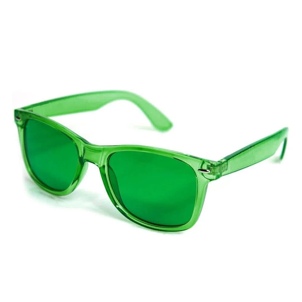 

10pcs Green Color Therapy Mood Glasses Migraine Relief Chromotherapy Eyewear with Chakra Healing Lenses