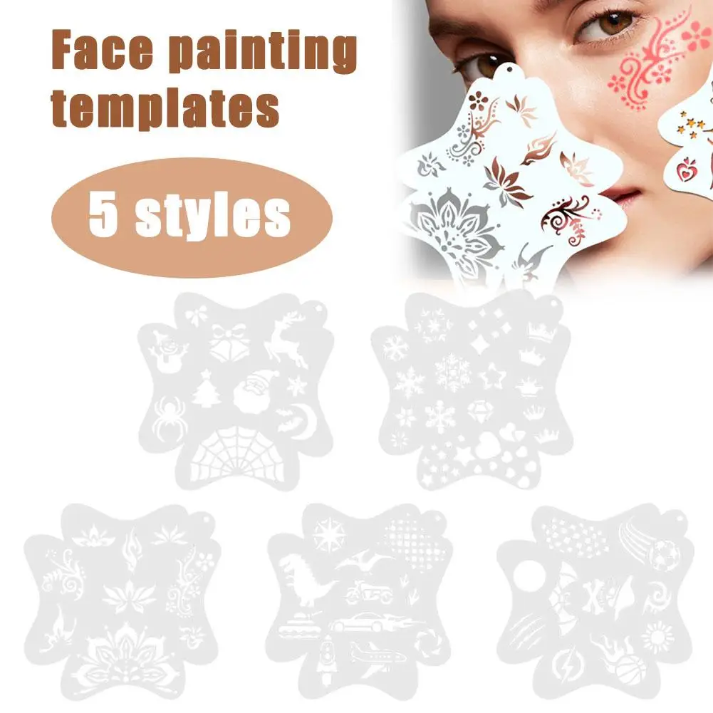 Plantillas de pintura facial, plantillas profesionales de pintura para arte corporal, reutilizables para adultos y niños, plantillas de uso fácil para fiestas, maquillaje T B2P2