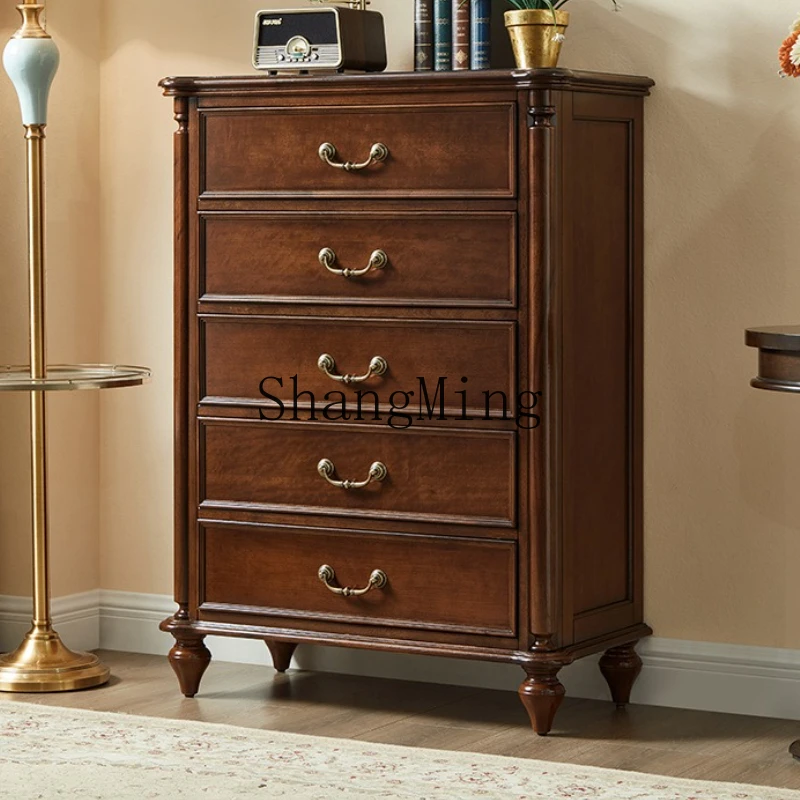 

FG Solid Wood Storage Bedroom Cabinet Master Bedroom Organizer Living Room Five-Drawer Chest