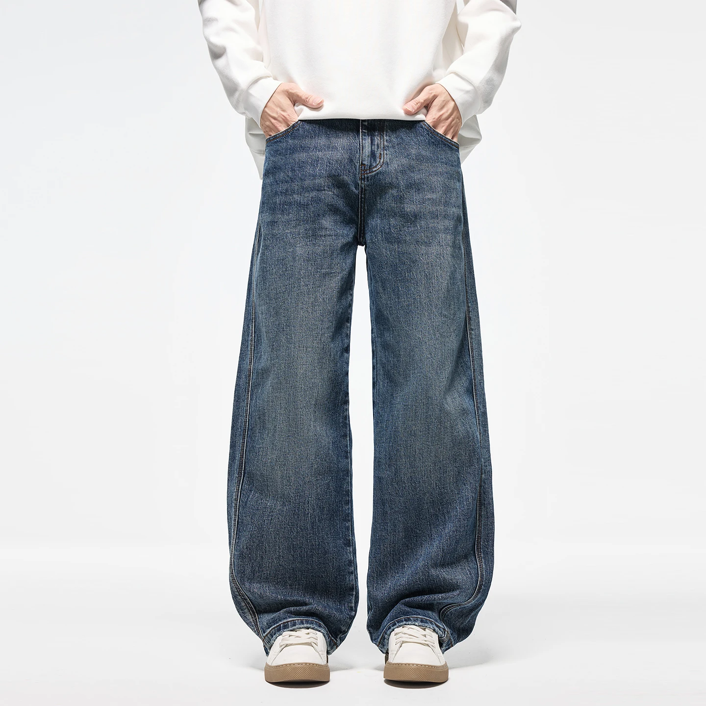 

Осень 202, новые американские ретро джинсы Scimitar, модные брендовые свободные и универсальные прямые широкие брюки