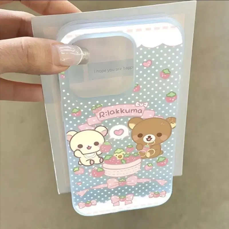 Kawaii Cute Rilakkuma Phone Shell Iphone16/15/14/13/12/11Promax Iphone16Pro Transparent Soft Shell Anti Drop Gift For Girls