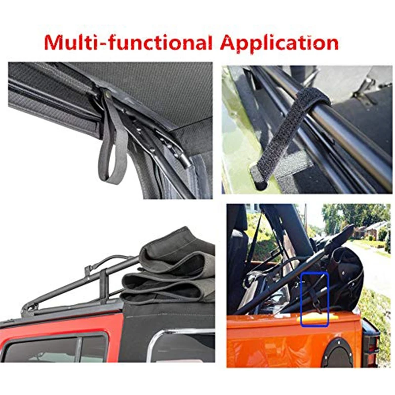 Rear Window Roll Up Snap Straps & Soft Top Sunrider Straps, for Jeep Wrangler 2007-2019,