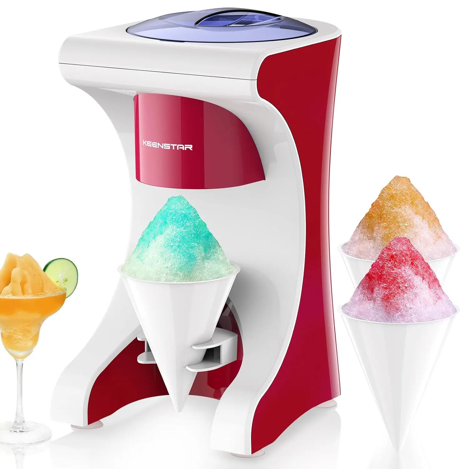 

Shaved Ice Machine with 3 Reusable Plastic Cups, Table-Top Slushie Machine for Homemade Snow Cone, Snowballs, Frozen Coc