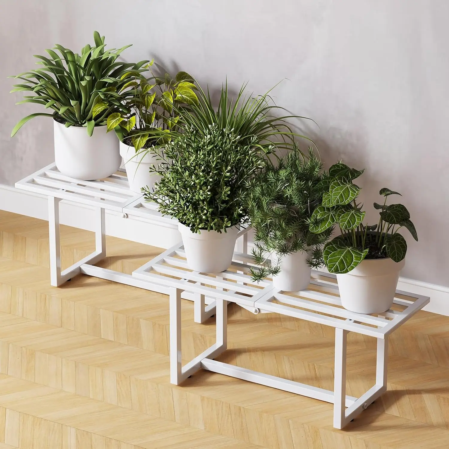 

Metal Tiered Plant Stand 330 lbs Capacity Indoor Outdoor Display for Living Room Patio Balcony White