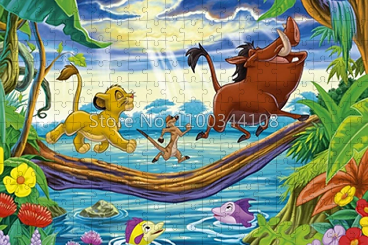 Disney The Lion King Jigsaw Puzzle Cartoon 300/500/1000 Pieces Puzzles Adults Kids Decompression Toys Family Entertainment Game