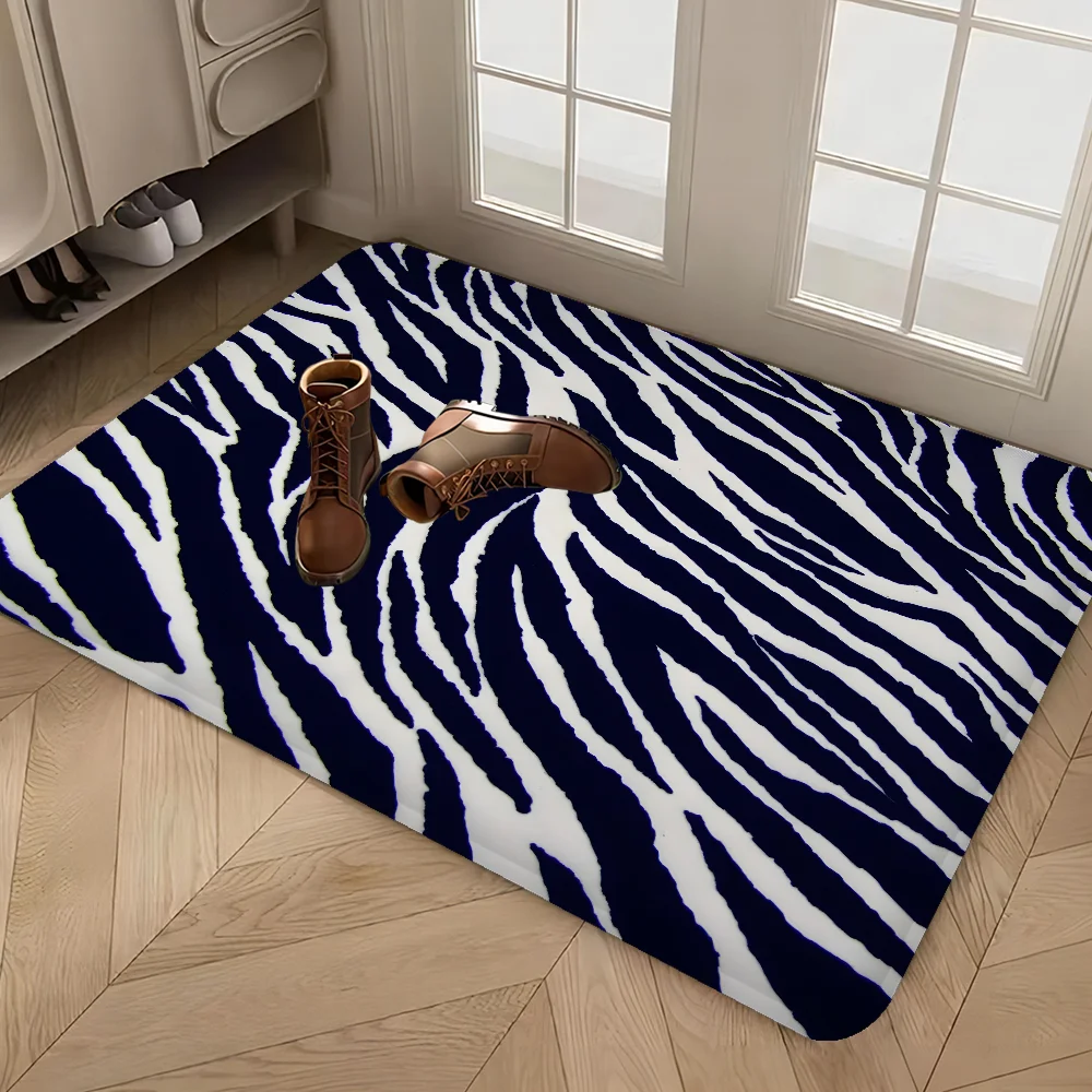 Black White Print Zebra Floor Mat INS Style Soft Bedroom Floor House Laundry Room Mat Anti-skid Bedside Area Rugs