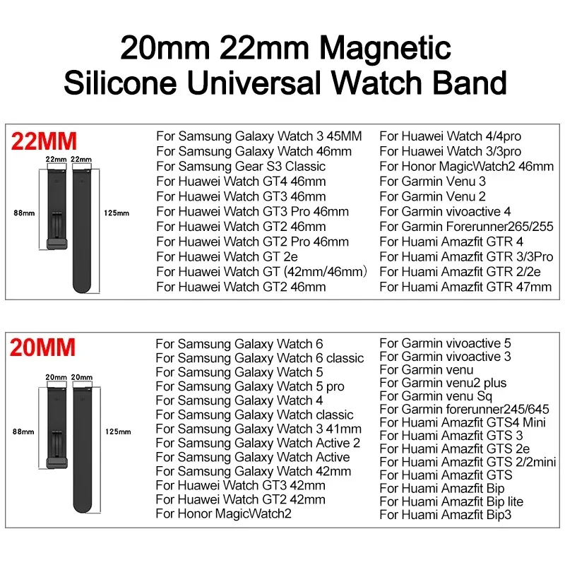 ​20mm 22mm Magnetic Buckle Strap for Samsung Galaxy Watch 6 5 4 for Huawei GT4 GT3 GT2 pro bracelet for Garmin Vivoactive 4 Band image 2