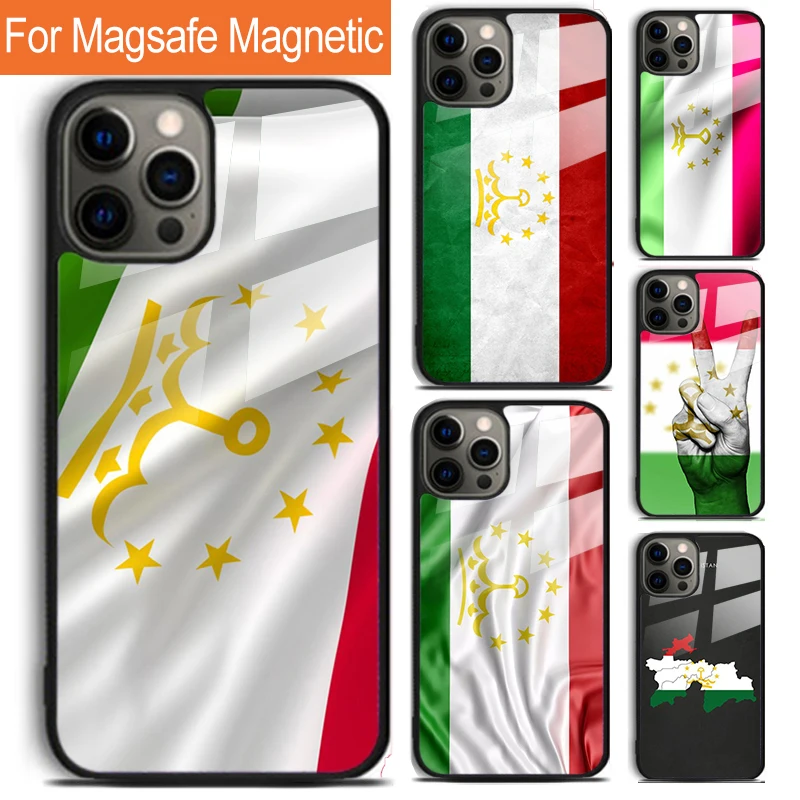 Tajikistan Flag Phone Case For iPhone 16 15 14 13 12 11 Pro Max Plus Magsafe Magnetic Wireless Charging Cover