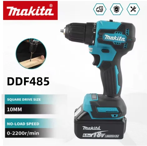 

Аккумуляторный многофункциональный шуруповерт Makita DDF485 10 мм LXT, ударный, бесщеточный, 18В, перезаряжаемый, с бесщеточным двигателем