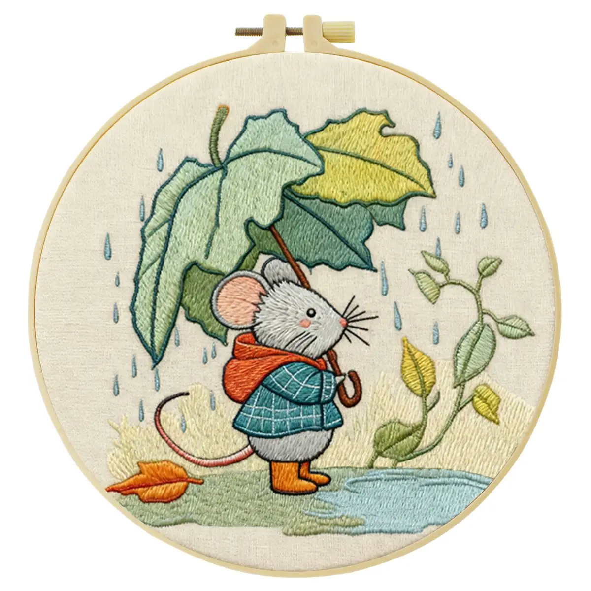 1 Stück 20X20CM/15X15CM 7,87/6,3 Zoll Ratten-Stickerei-Starter-Kit DIY-Kit DIY-Stickerei-Set Handarbeiten Malerei Nähen Kunst – Detail 3