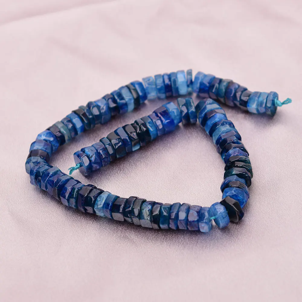 APDGG 15'' Natural Stone Blue Fire Agate Faceted Abacus Gems Slice Loose Beads Jewelry Making DIY