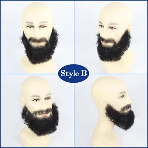 Lockiger Bart für Männer, 100% menschliches Haar, schwarzer Bart, realistisches Gesicht, Erwachsenen Make -up 10 Hauptverkaufsrealistischer Bart - №7