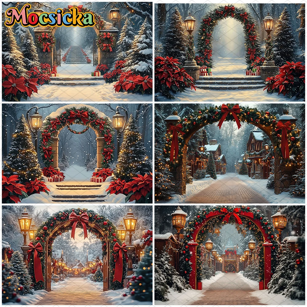 

Mocsicka Christmas Photography Background Winter Xmas Tree Decoration Adult Children Photo Backdrop Studio Shooting Props Banner