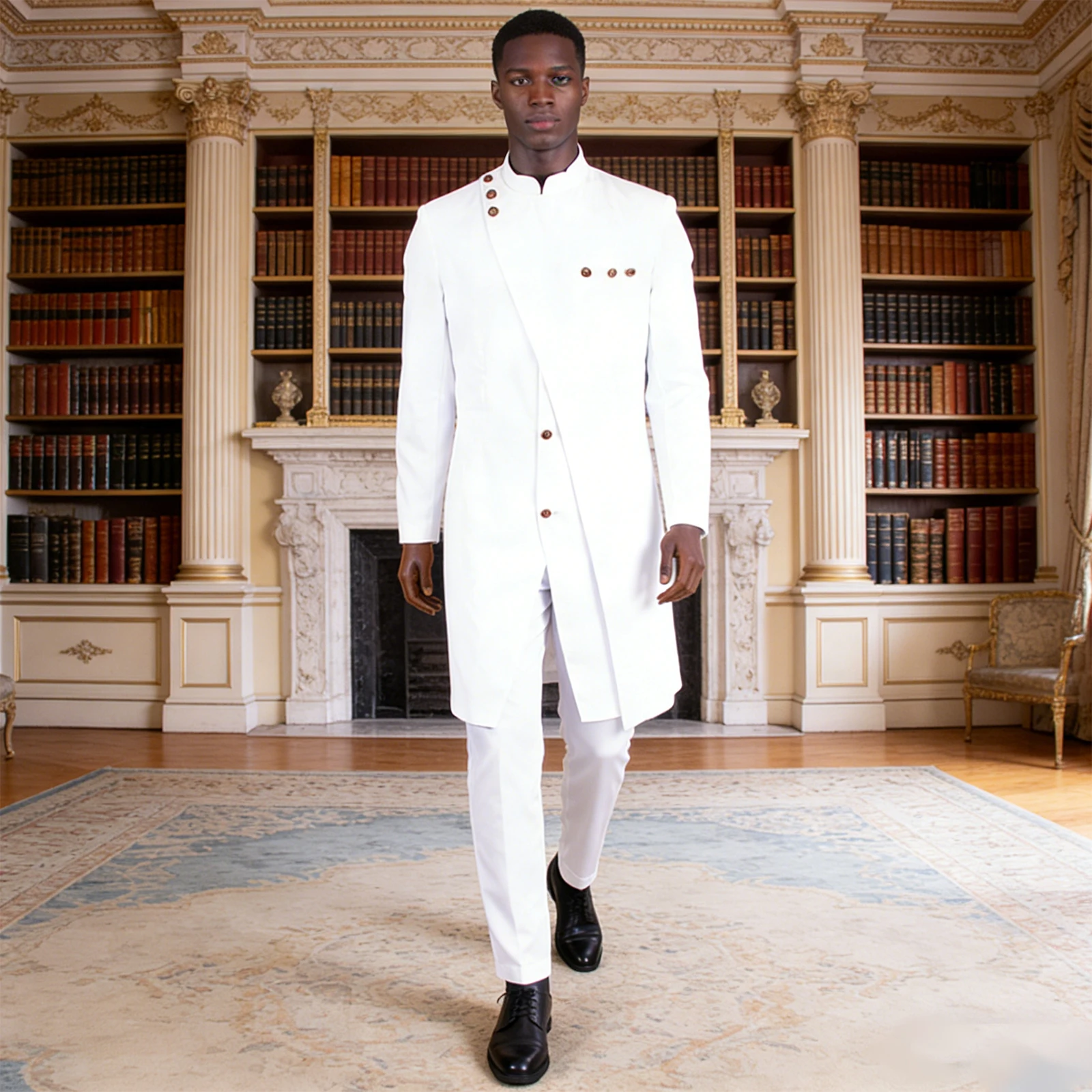 Traje africano ajustado para hombre, conjunto de Blazer y pantalones de botonadura única, vestido de negocios, fiesta, boda, noche, A2316022
