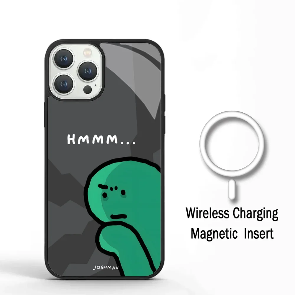 J-JOGUMAN Studio Dinosaur Cute Phone Case For IPhone 11 12 13 14 15 Plus Pro Max Mirror Acrylic For Magsafe Wireless Charging