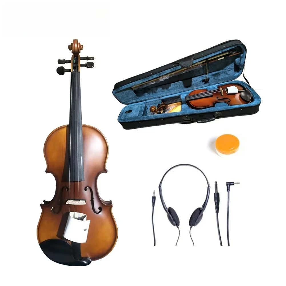 Chinese 4 Strings Solid Support Acoustic Professional Electric Violin 4/4 With Foam Shaped Case