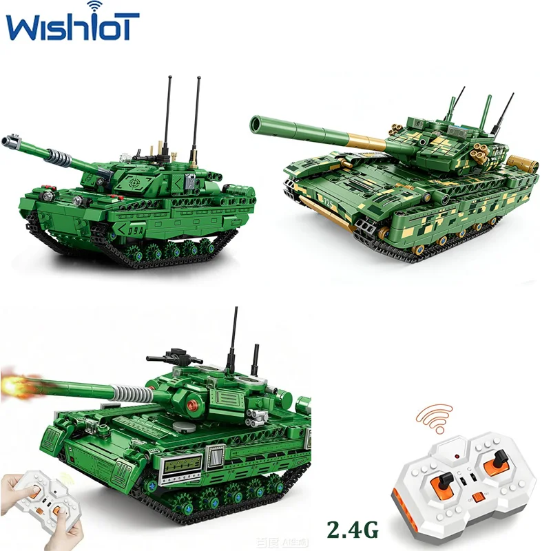 

MOC War Remote-Controlled Tank Model Building Blocks Military Series Assembly Crawler Vehicle DIY Puzzle Toys Bricks Boys Gifts