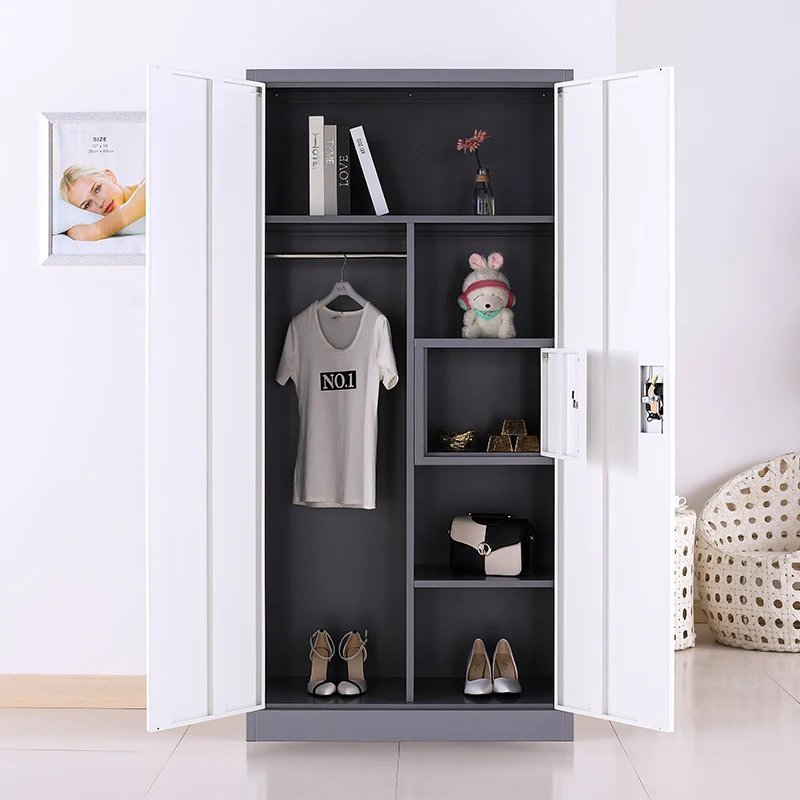 متعددة الوظائف الصلب أو الحديد ألميرا خزانة تصاميم باب مزدوج خزانة معدنية أثاث غرفة نوم خزانة الصلب #2