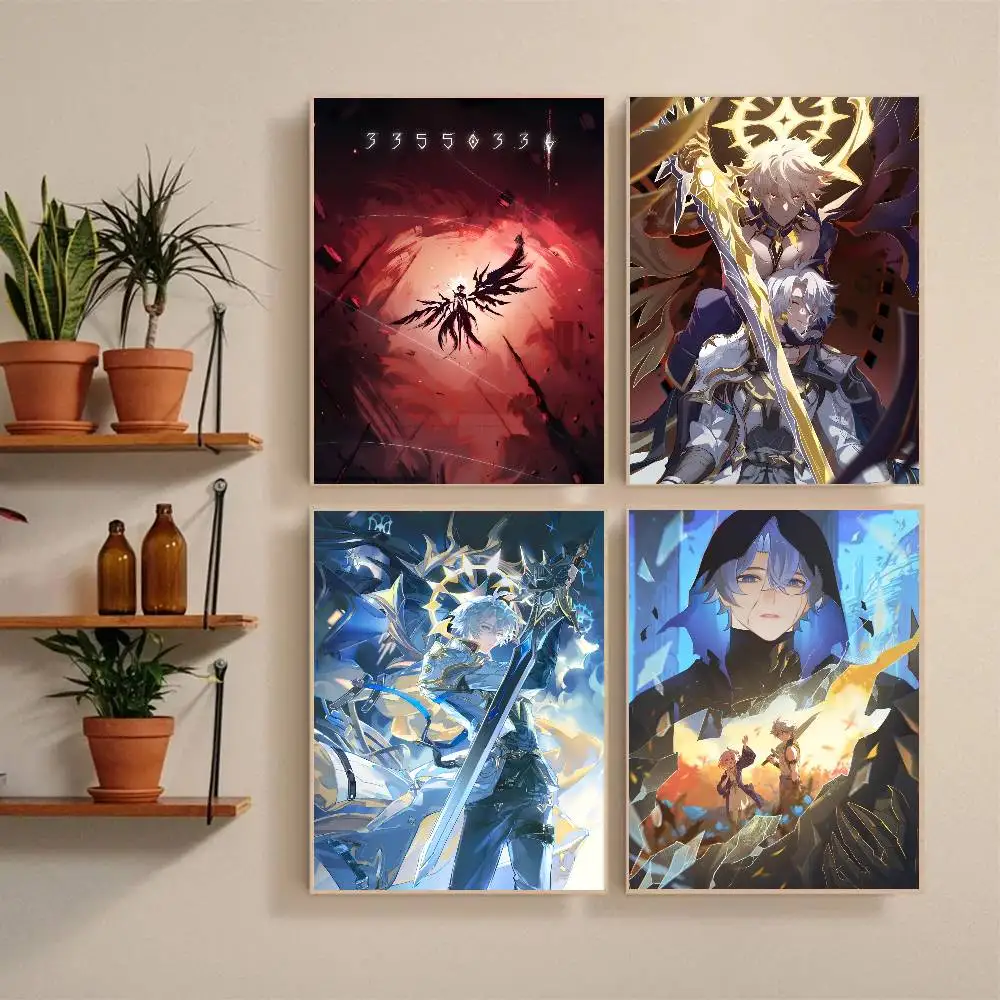 Hot Game Honkai Star Rail Phainon Anime Poster Self-adhesive Art Waterproof Paper Sticker Coffee House Bar Room Wall Decor
