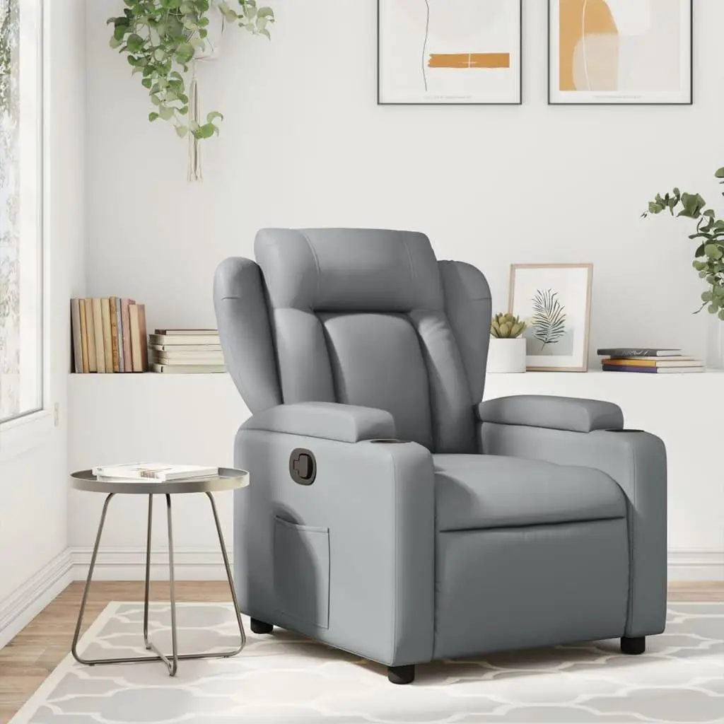 Comfortable Gray Faux Leather Massage Recliner Chair for Relaxation