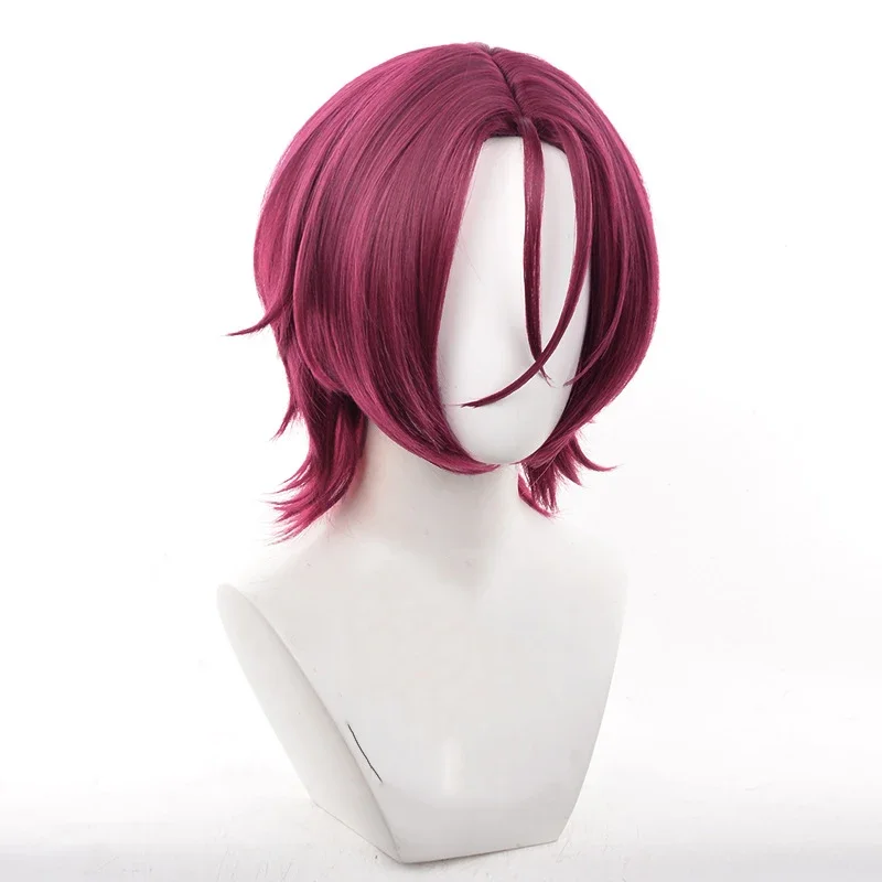 アニメ無料!! Rin Matsuoka-男性用コスプレウィッグ,ショートヘア,耐熱性,ハロウィーンパーティー用,キャップ,紫,赤,33cm