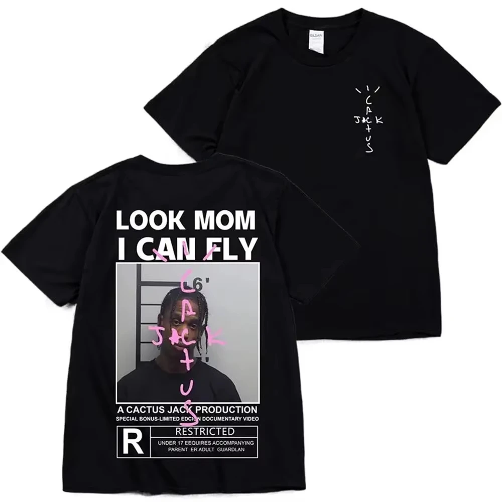 Cactus Jack T-shirt High Quality Cotton Men Women LOOK MOM I CAN FLY Tee ASTROWORLD Hip Hop Short Sleeve Tshirts Tops