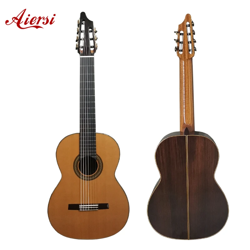 

Professional Grade Aiersi Brand Handmade All Solid Gloss Finish 7-strings Classical Guitar With Cedar Top Rosewood Back&side