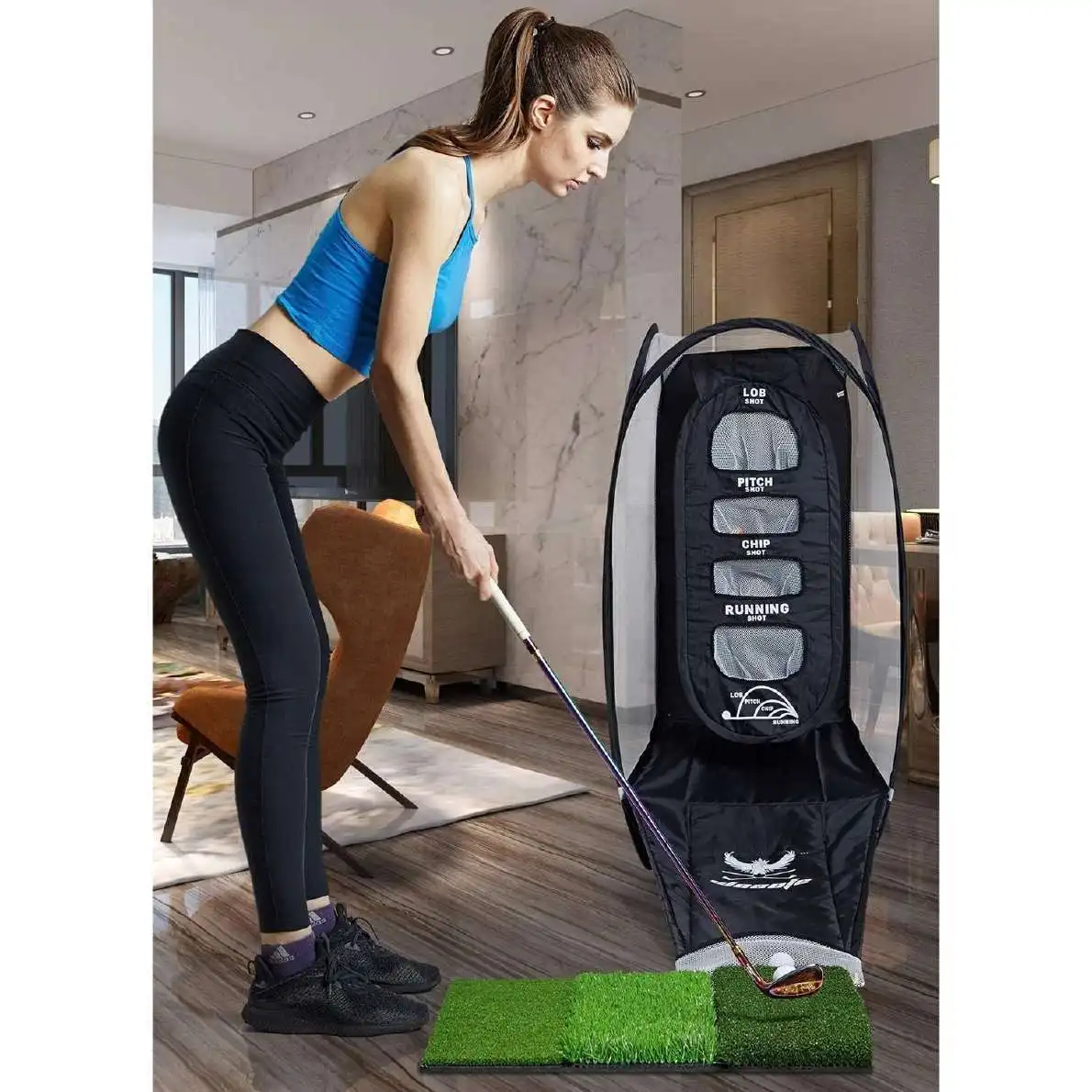 

Non-Slip Golf Swing Practice Mat Indoor Outdoor Staable 3D Profional Hitting Mat Golf Swing Trainer Non-Slip Pad