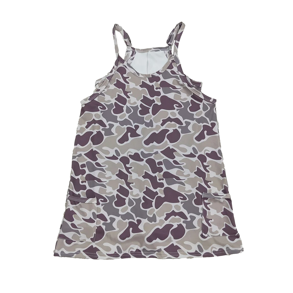 

8.30 Летние платья для маленьких девочек, серые камуфляжные платья с карманами для маленьких девочек, платья длиной до колена для йоги