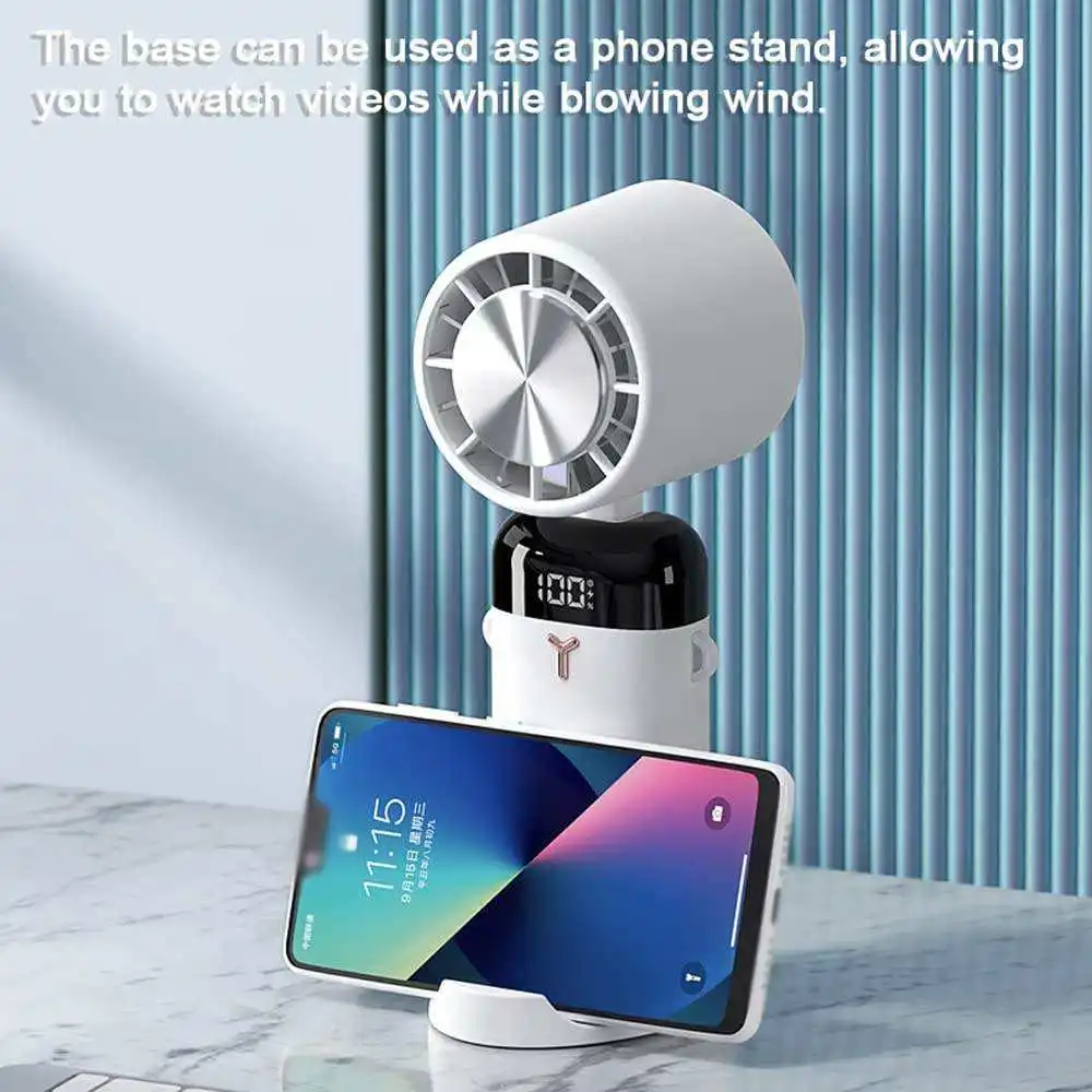 Foldable Turbocharged Cooling Handheld Fan Portable Rechargeable Mini Personal Fan Outdoor Travel Camping Office Stock Model