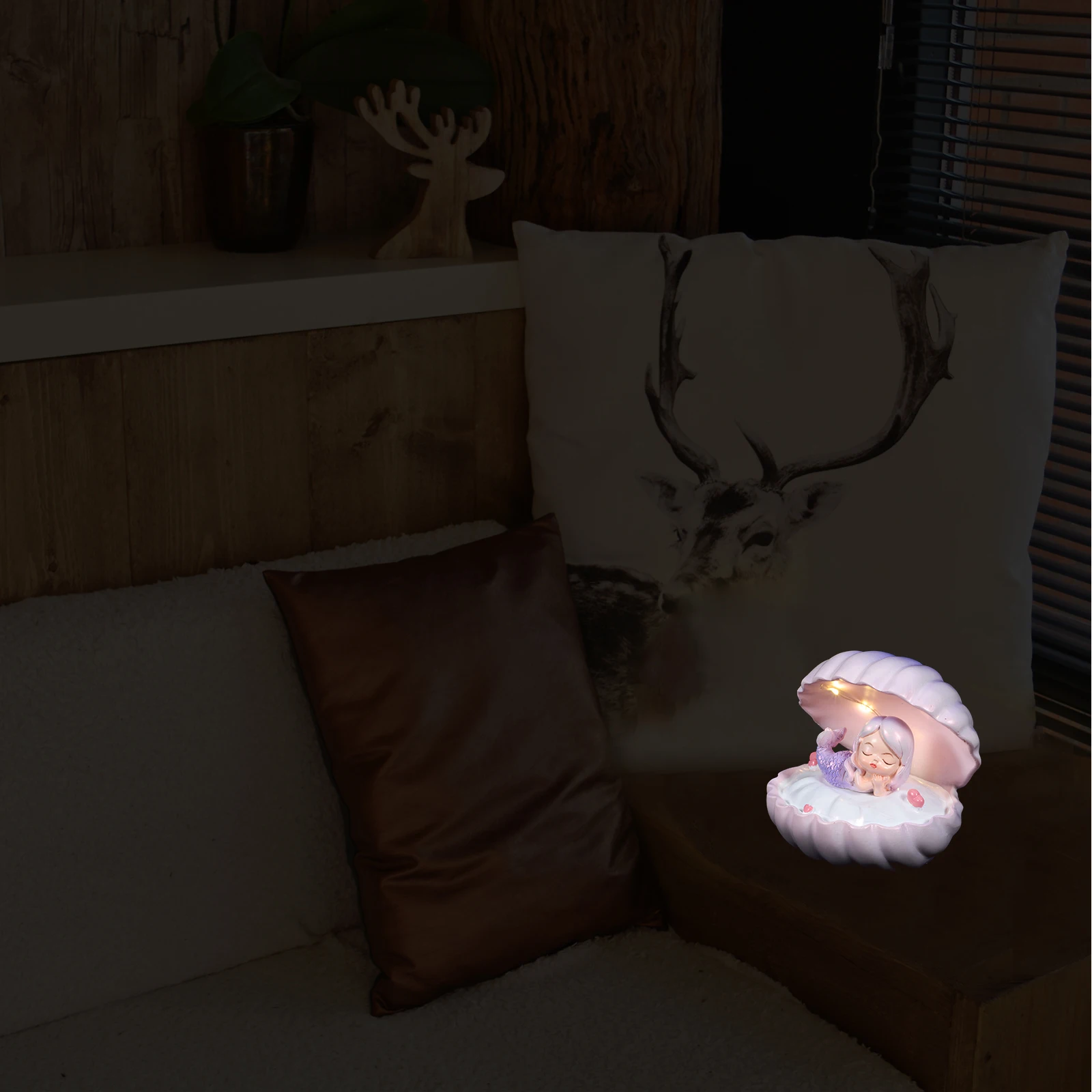 

1 set 1 Set Mermaid Led Night Light Cute Decorative Bedroom Lamp Diy Shell Design Durable Lightweight Creative Nightlight Home