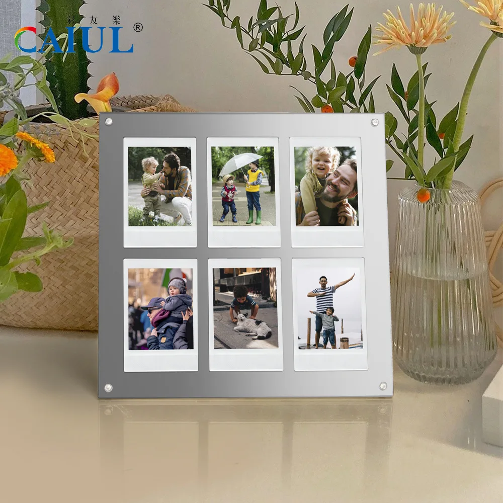 Dopamine Color 3-Inch Stereo Fuji Pailide Photo Frame Advanced Transparent Six Palaces Acrylic Photo Frame Desktop Decoration