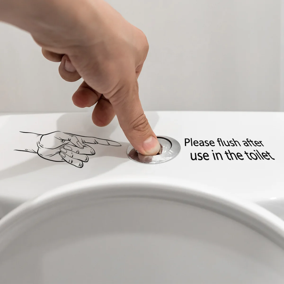 Gesture Hand Decal Funny Bathroom Toilet Seat Wall Sticker Sign For please flush after use in the toilet Wall Decor For washroom