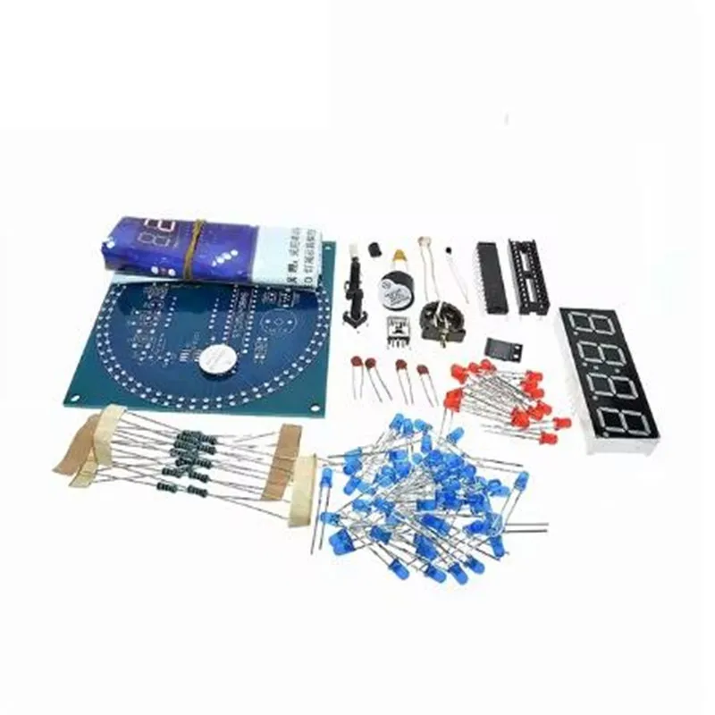 Rotating LED Display Alarm Electronic Clock Module Water Lamp DIY Kit Light Control Temperature DS1302 C8051 MCU STC15W408AS