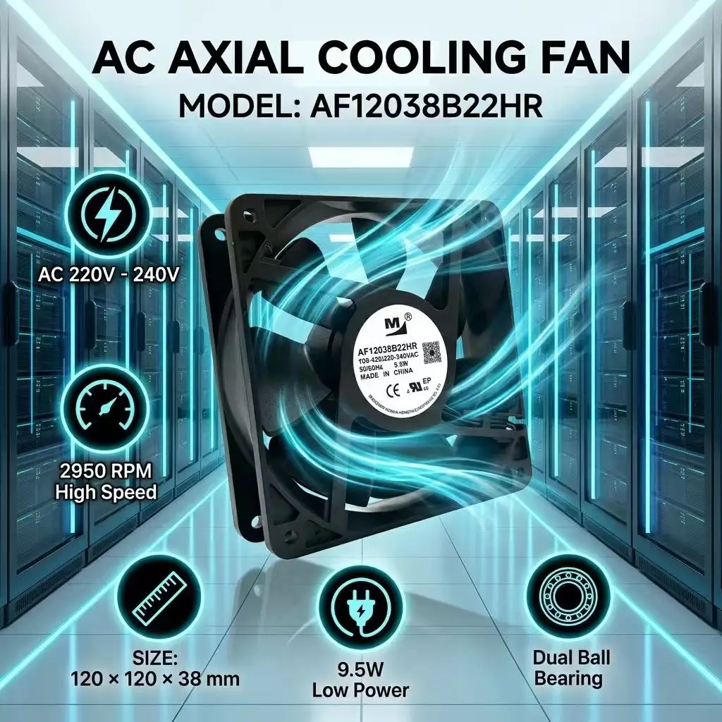 For HUAXIA AF12038B22HR AC 110V 220V 9.5W 12038 120x120x38mm 2-Pin Dual Ball Bearing Welder Server Inverter Chassis Cooler Fans