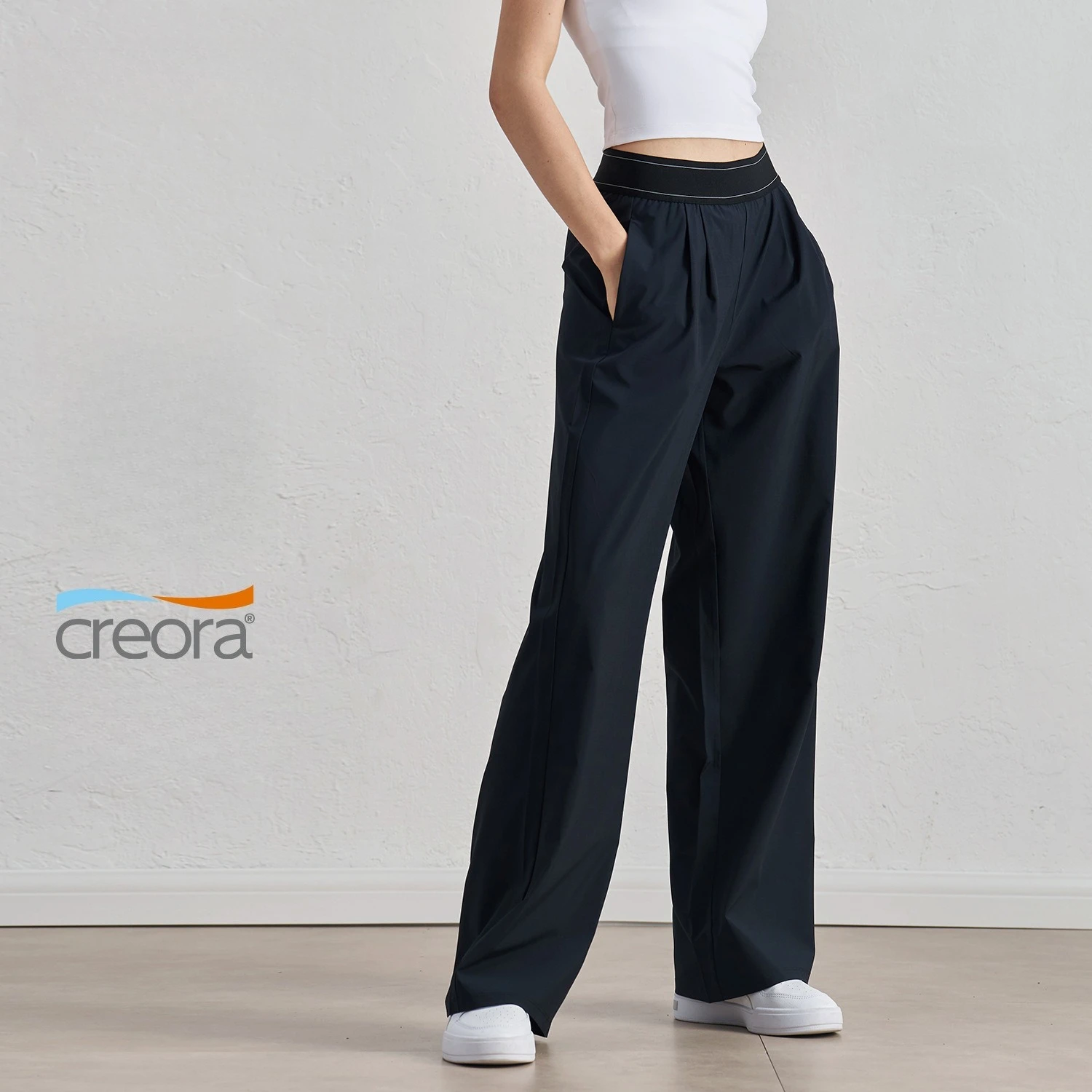 

New Woven Wide Leg Pants for Women – High-Rise Flowy Straight Cut Yoga & Casual Trousers, Slimming Fit
