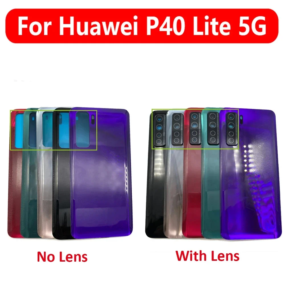 NEW P40 Lite 5G Back Glass Cover Battery Rear Housing Door Case Replacement With Camera Lens Adhesive For huawei P40 Lite 5G