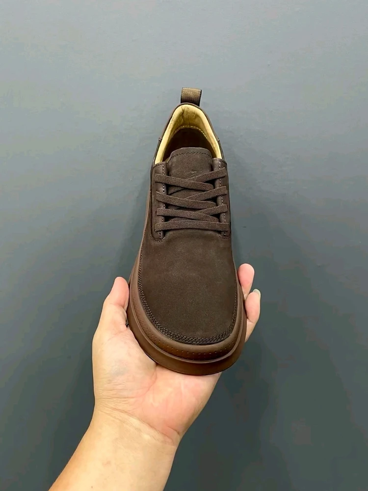 

New 04811 Men's Pure Leather Casual Comfortable Shoes High Quality Elegant Fashionable Trendy Laced Business Casual Rubber Sole